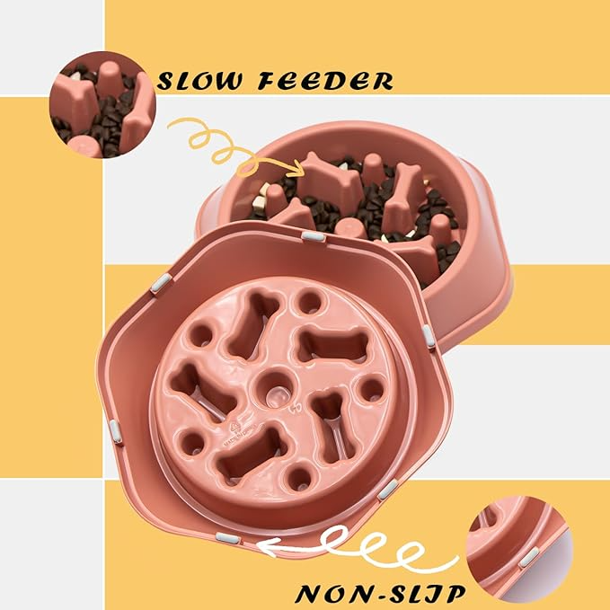 SafeBite Colorful Slow Feed Dog Bowl
