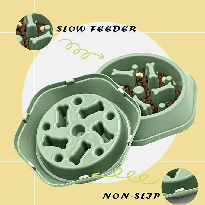 SafeBite Colorful Slow Feed Dog Bowl