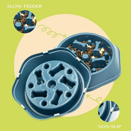 SafeBite Colorful Slow Feed Dog Bowl