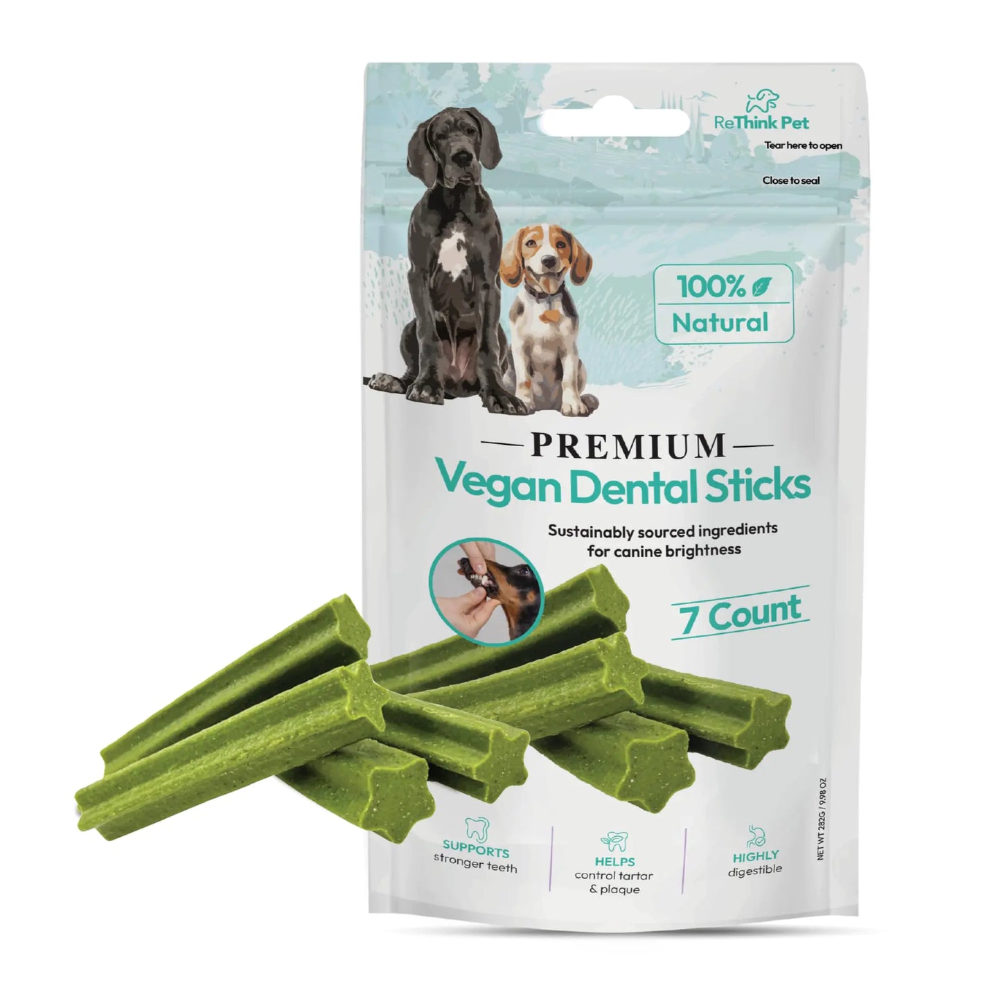7-Pack Vegan Dental Chew Sticks for Dogs